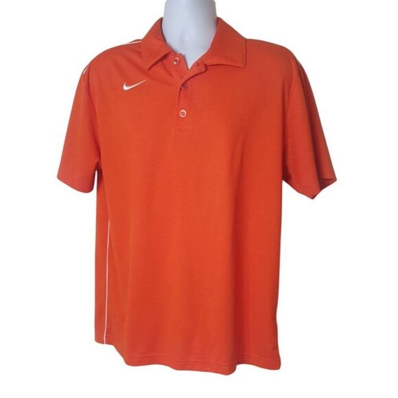 Nike Men's Polo Shirt M Orange Dri-Fit Golf Sports Short Sleeve Button Knit - Picture 1 of 5
